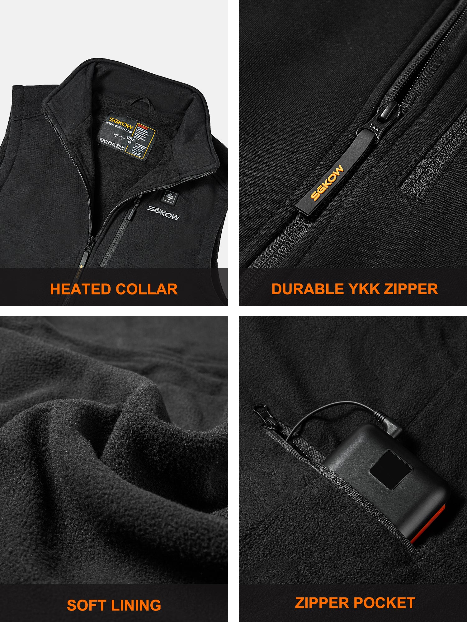 SGKOW Men's Heated Vest Battery, Rechargeable Heated Coat M3