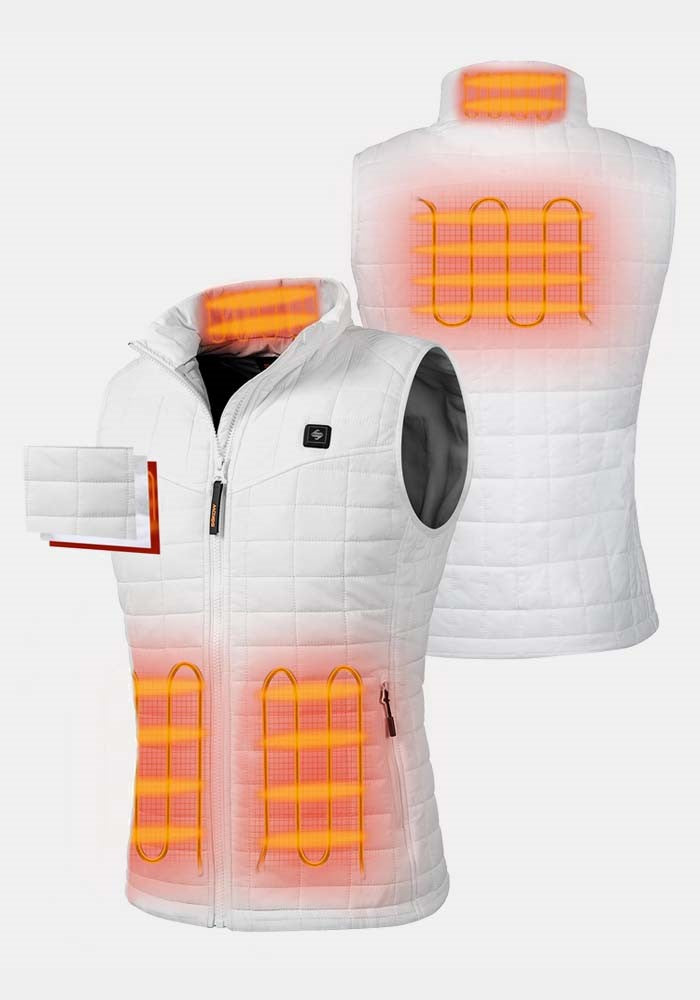 SGKOW Women's Heated Vest White Electric Battery Winter Heated Coat for Women C1P