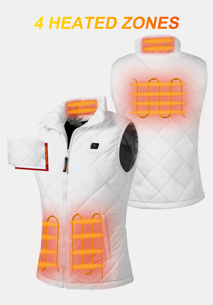 SGKOW Women's Heated Vest Women's Warming Jacket with Battery Pack C2 White