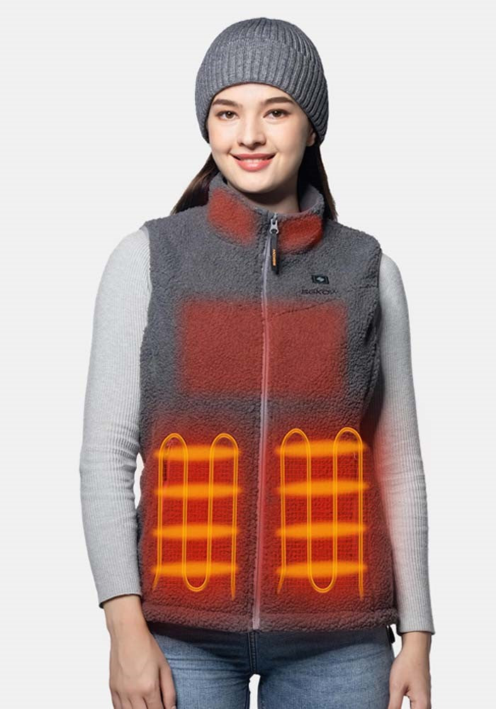 SGKOW Women's Heated Vest Fleece Coat With Battery GaN Charger C5