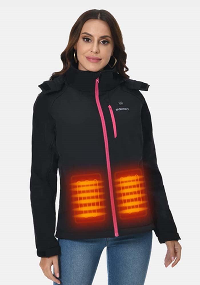 SGKOW Women's Classic Heated Jacket with Battery Pack Polyester Black