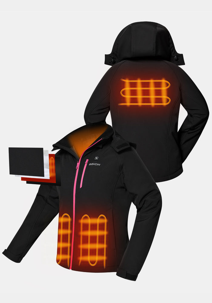 SGKOW Women's Winter Heated Jackets: Battery-Powered Outdoor Detachable Hood Jacket J3