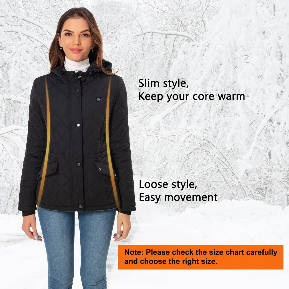 SGKOW Women's Heated Jacket Coat with Battery Polyester Pack