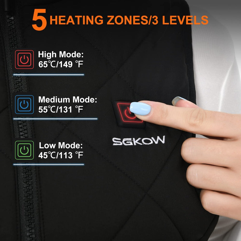SGKOW Women's Heated Vest with Battery Pack Polyester Black